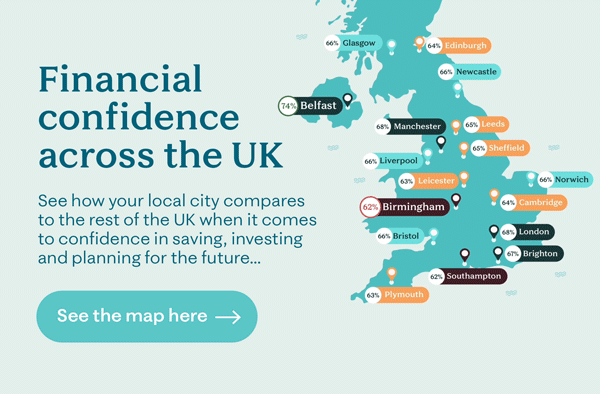 A map showing financial confidence hotspots in the UK